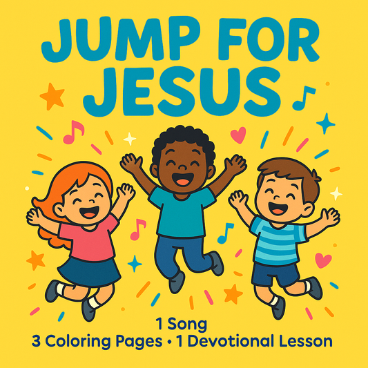 🎵Jump for Jesus – Christian Kids Worship Kit- 1 Song, 3 Coloring Pages, 1 Devotional Lesson